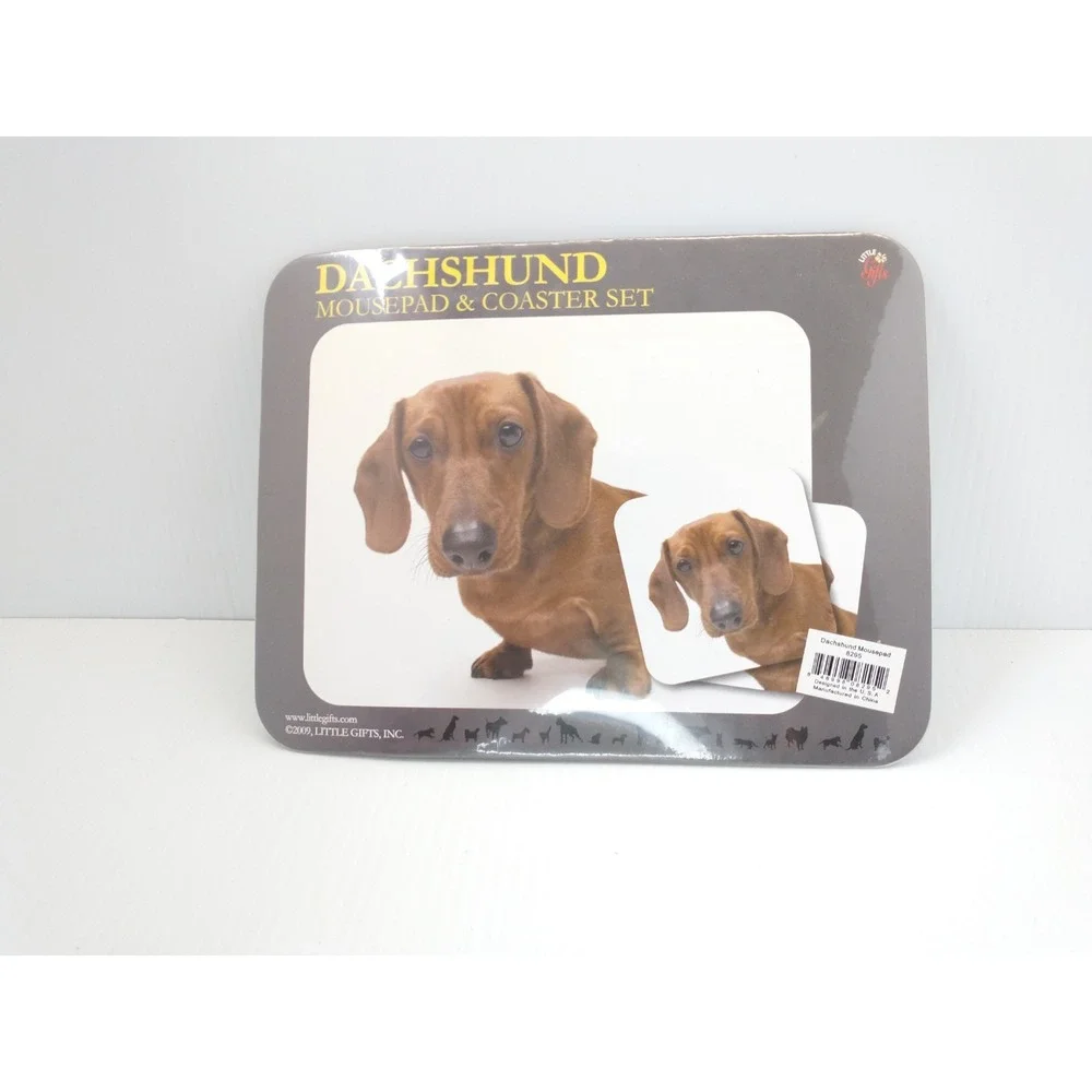 Mouse Pad Coaster Set Tan Brown Dachshund Doxie Wiener Dog Lot